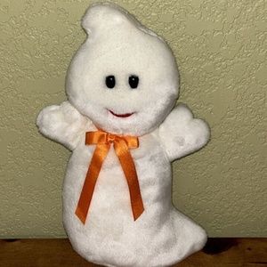 TY Beanie Buddy Plush White 12" SPOOKY The Silly GHOST w/Bow